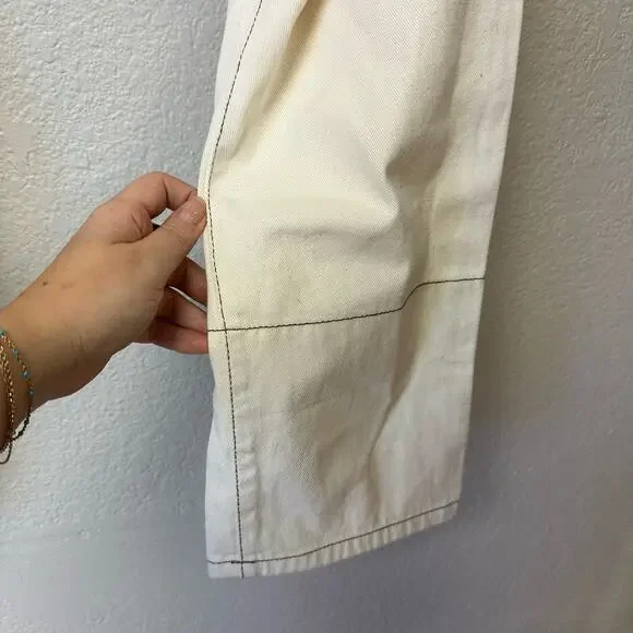 NWT MARNI Raw Cotton Drill White Size 29 Contrast Stitch Straight Leg Jeans
